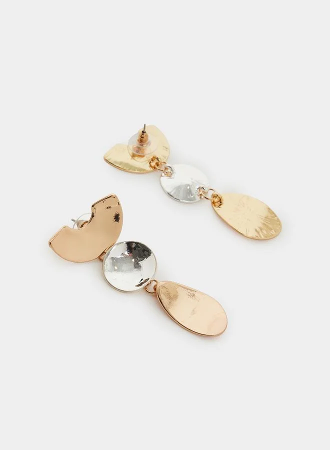 Styli Gold Geometric Drop Earrings